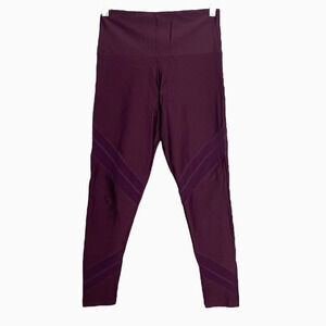 Onzie Flow Pants Womens Medium Large Sporty Legging Burgundy Mesh Inserts Crop
